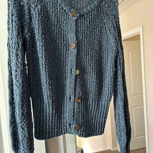 LC Lauren Conrad Steel Blue Button-Up Cardigan